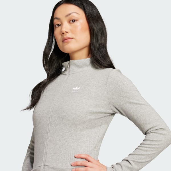 ★adidas originals★W ESSENTIAL RIB FULL ZIP TRACK TOP★ adidas Originals Women's Essentials Ribbed Full-Zip Track