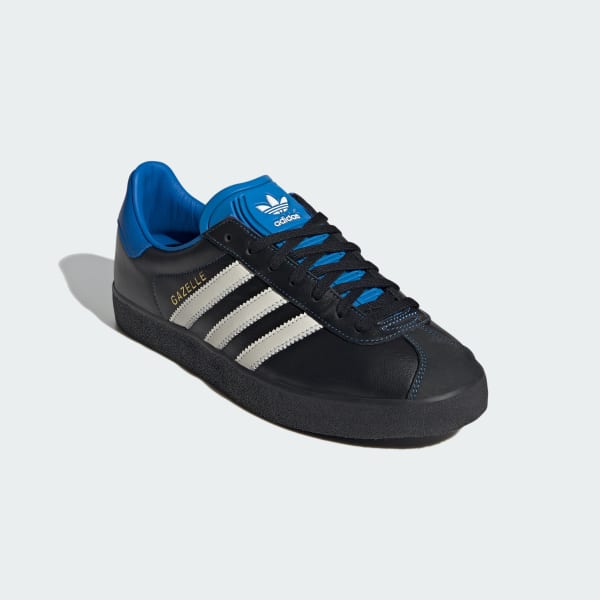 Adidas black with hot sale blue stripes