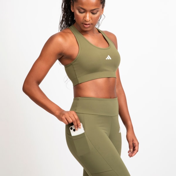 Verde Calça Legging 3 Listras Com Bolso