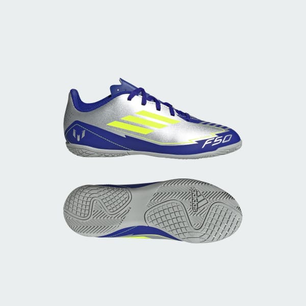 Plateado Zapatos de fútbol F50 Club Messi Cancha cubierta Infantil