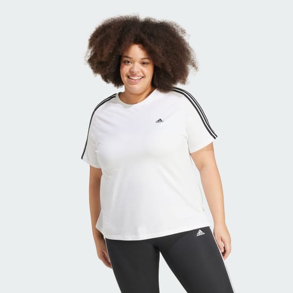 Blanco Camiseta Essentials 3 Rayas Ajustada