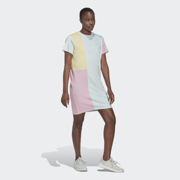 Azul Vestido Camiseta Boyfriend Essentials 3-Stripes Colorblock BY859