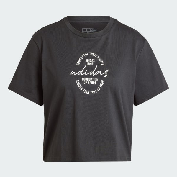 สีดำ เสื้อยืดพิมพ์ลาย Brand Love Signature