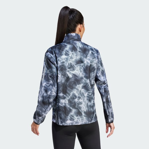 White Own the Run Allover Print Running Windbreaker