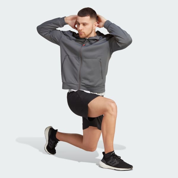 Szary Train Essentials Seasonal Training Full-Zip Hoodie