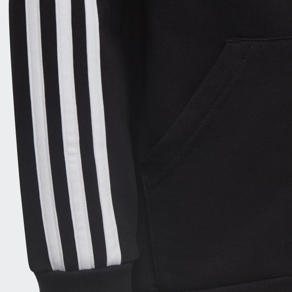 Black Essentials 3-Stripes Zip Hoodie