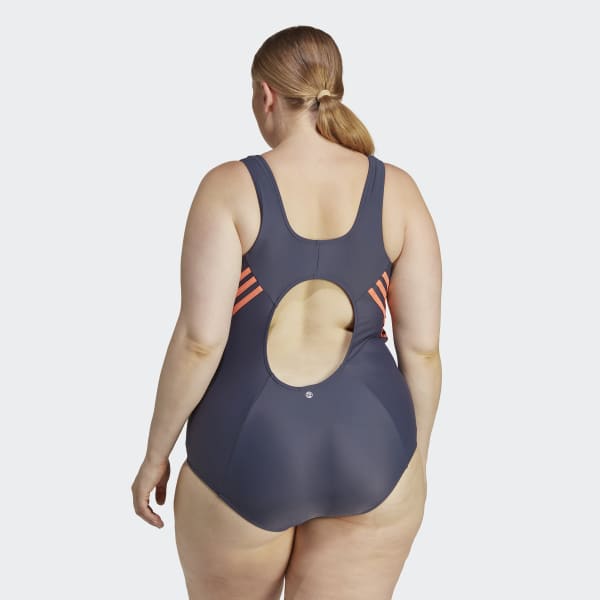 Blue 3-Stripes Swim Suit (Plus Size)
