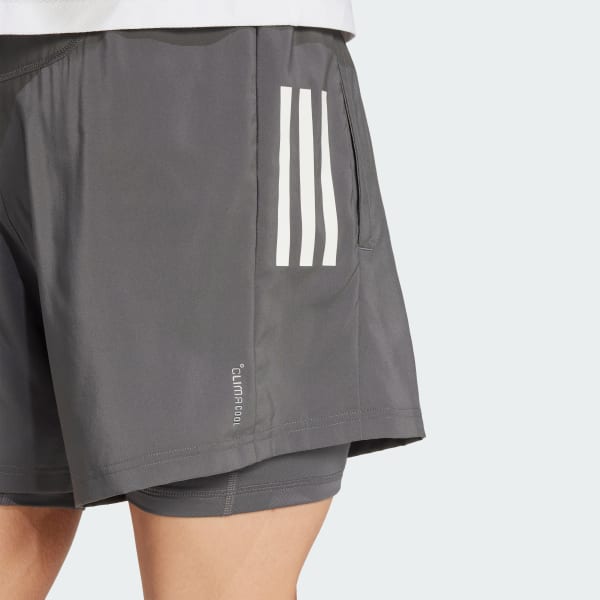 adidas Own the Run CLIMACOOL 2-in-1 5-Pocket Shorts - Grey