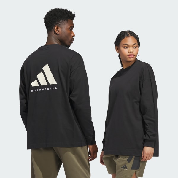 Siyah adidas Basketball Uzun Kollu Üst (Unisex)