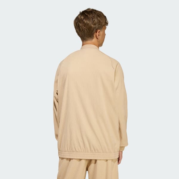 Beige TRACK TOP SST IN VELLUTO A COSTE OVERSIZED