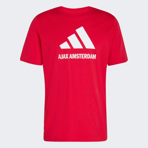 adidas Ajax Amsterdam Seasonal Graphic Tee - Red | Free