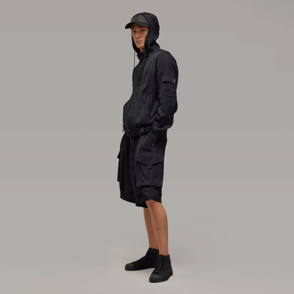 Sort Y-3 Rayon Twill Hooded overdel