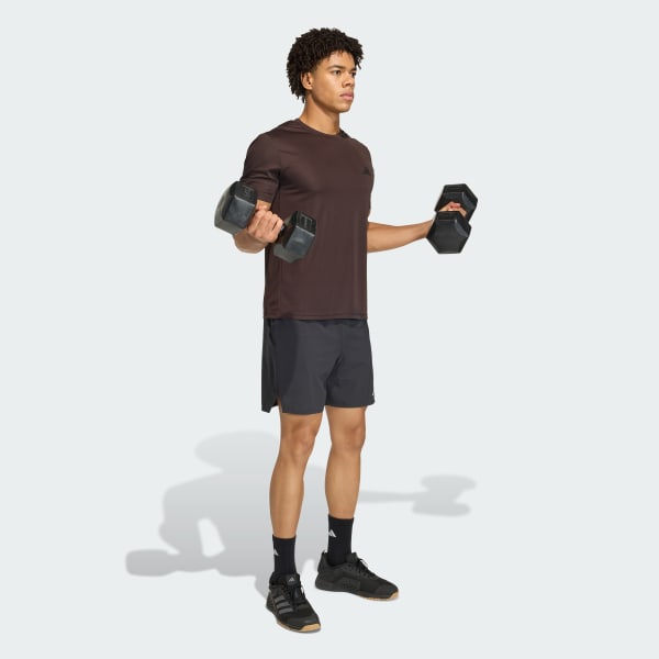 สีน้ำตาล เสื้อยืด WORKOUT ESSENTIALS BASE