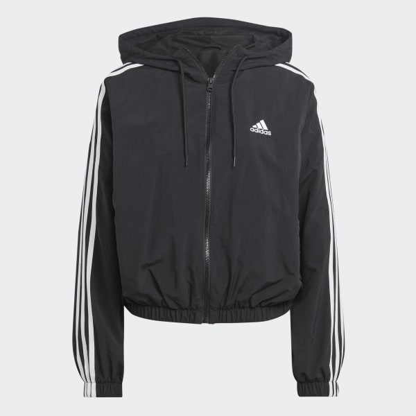 Hitam Windbreaker Woven Essentials 3-Stripes