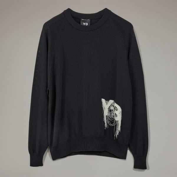 Adidas Y-3 Logo Knit Crew Sweatshirt WHERE TO BUY