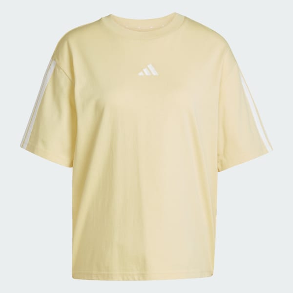 イエロー エッセンシャルズ スリーストライプス半袖Tシャツ