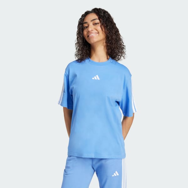 Blue Essentials 3-Stripes Boyfriend Tee