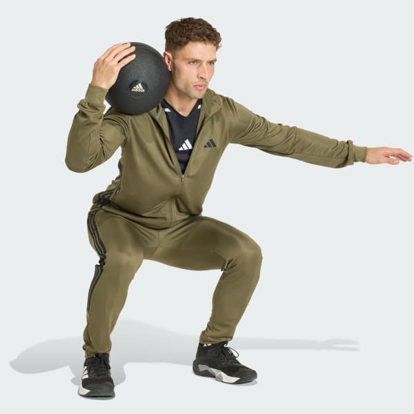 Verde WORKOUT ESSENTIALS ALL-SET PANTALÓN DE PUNTO 3 Franjas