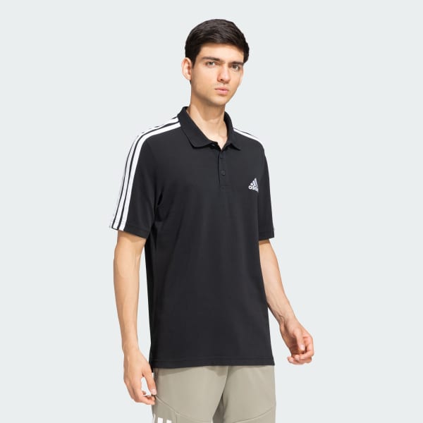 Black 3 Stripes Polo Tee