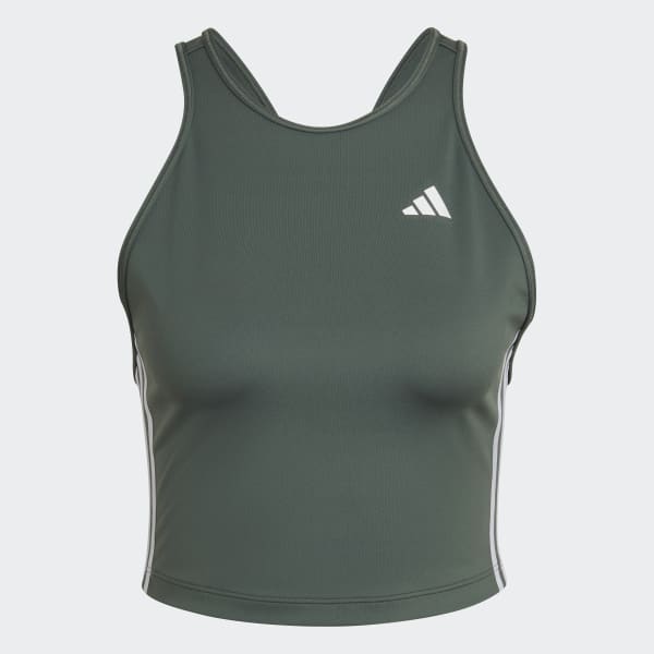 adidas AEROREADY Made for Training 3-Stripes Crop Tank Top - Green ...