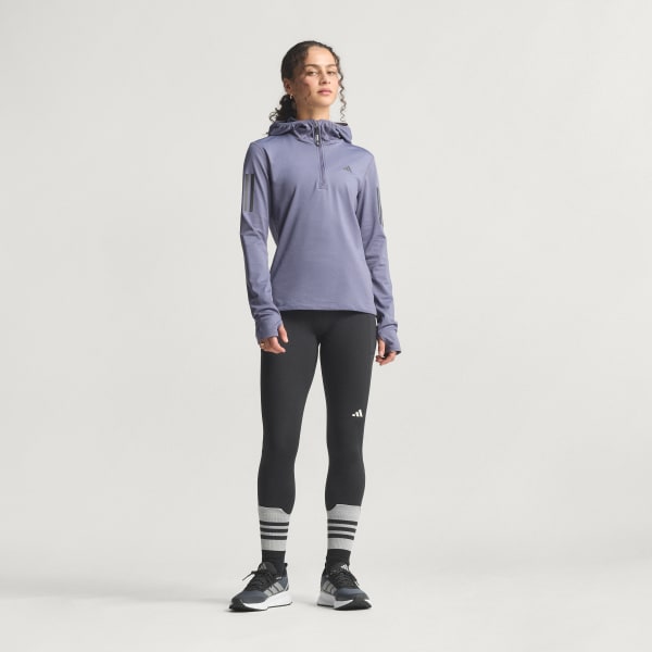 Fioletowy Bluza Own The Run Winterized Hooded Half-Zip