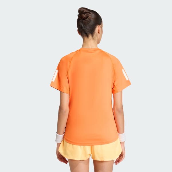 Orange T-shirt de tennis 3 bandes Climacool