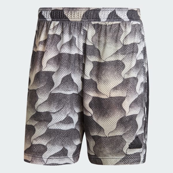 Negro Shorts de Malla Tiro Estampados