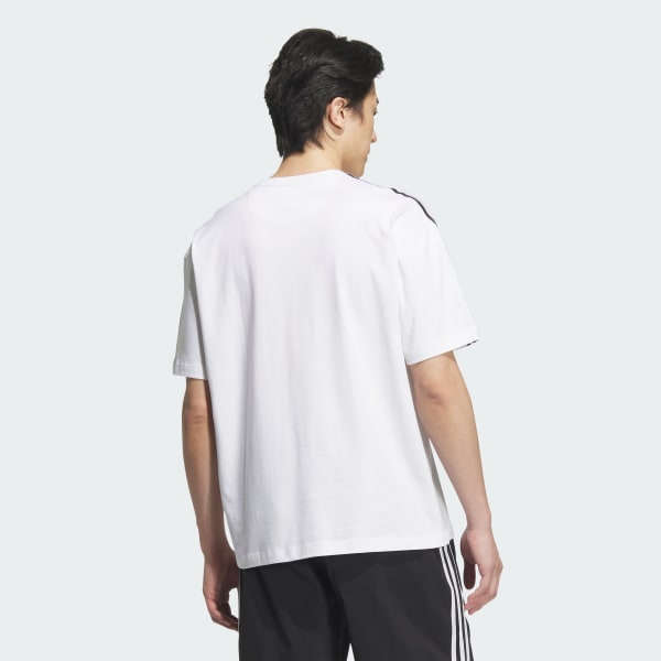 アディダス 3ストライプス ルーズフィット Tシャツ 半袖 白 黒 アディダス エッセンシャルズ プラス ルーズフィット スリー