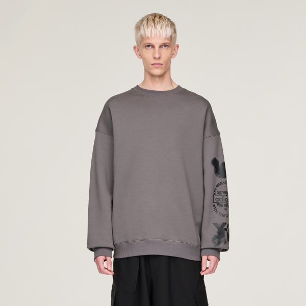 Grey Y-3 Graphic Crew Sweatshirt