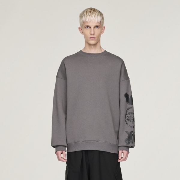 adidas Y-3 Graphic Crew Sweatshirt - Grey | Free Shipping