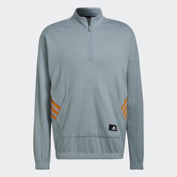 Grau TRVL 3-Streifen 1/4-Zip Sweatshirt QD013