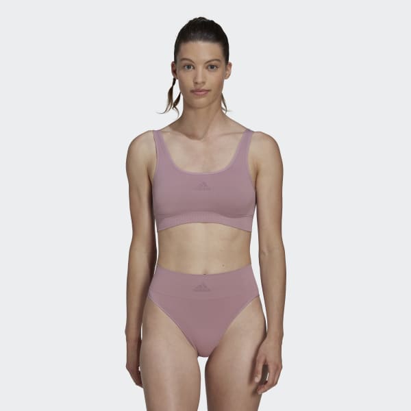 Fioletowy Active Seamless Micro-Stretch Scoop Lounge Bra HPO57