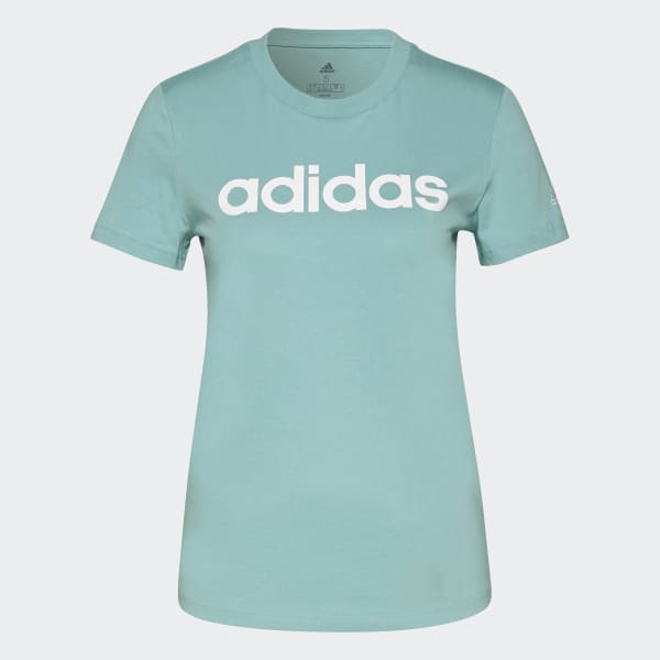 Turquesa Camiseta Essentials Logo Ajustada