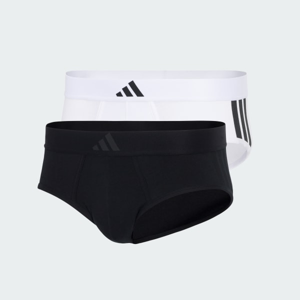 Black ACTIVE FLEX COTTON 3 STRIPES LOW RISE BRIEF 2 PACK UNDERWEAR