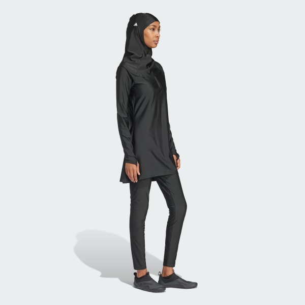 Siyah 3-Stripes Yüzücü Başörtüsü