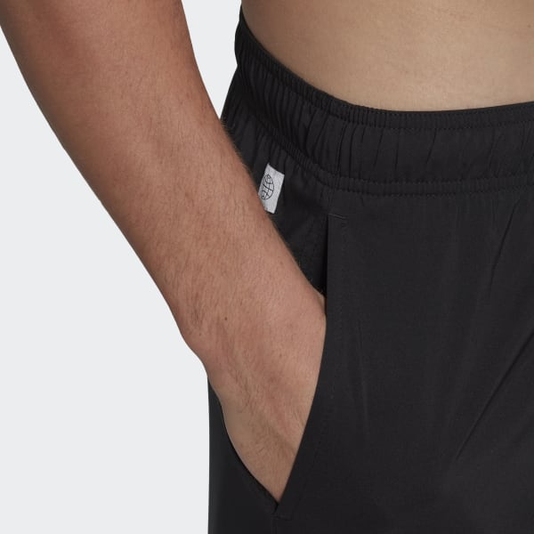 Svart Short Length Solid Swim Shorts