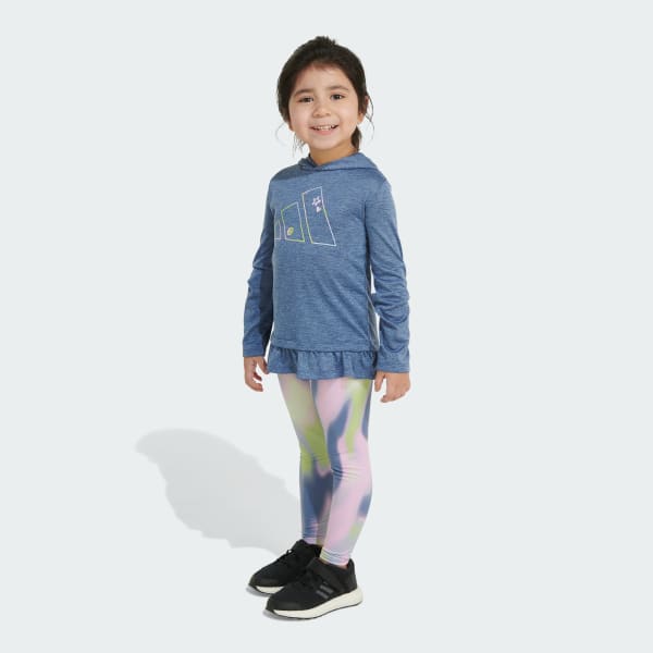 adidas Long Sleeve Hooded Mélange Top and Allover Print Tight Set - Blue |  Kids\' Lifestyle | adidas US