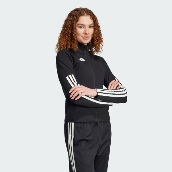 สีดำ เสื้อแทรคคอสูงทรงสลิม Tiro Cut 3-Stripes