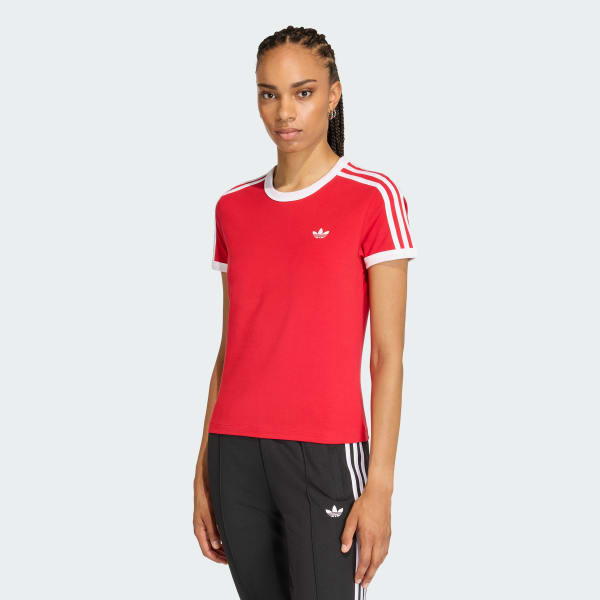 Rouge T-SHIRT SLIM 3 BANDES