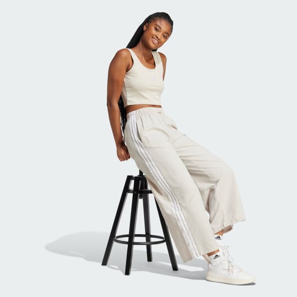 Beige Essentials 3-Stripes Lifestyle Woven Parachute Tracksuit Bottoms