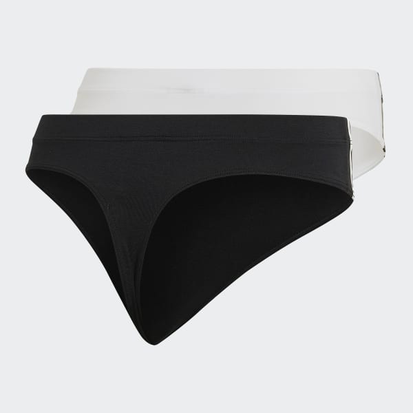 Black Adicolor Comfort Flex Cotton Wide Side Thong Briefs (2 Pairs) HPO17