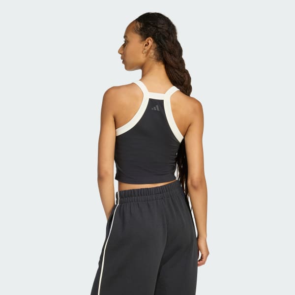 Preto Camiseta regata Seasonal Essentials Colorpop com estampa bordada