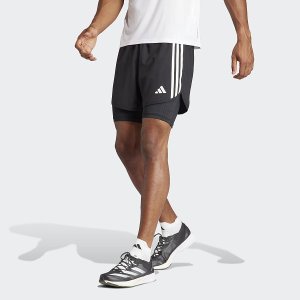 adidas Own the Run 3-Stripes 2-in-1 Shorts - Black | adidas