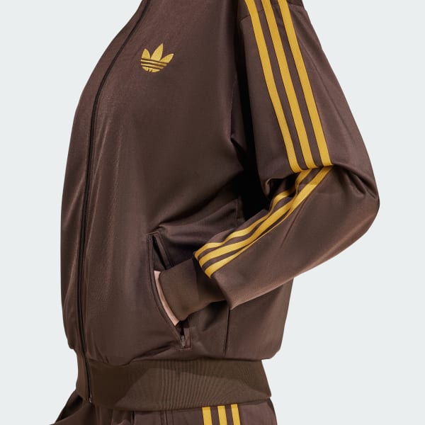 Brown and gold adidas jacket top