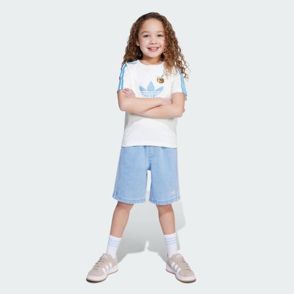White adidas Originals x Minecraft Tee and Short Set
