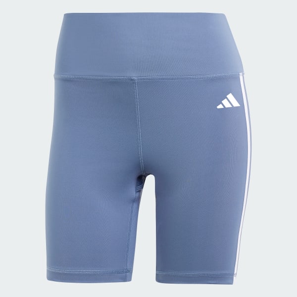 Blue Training Essentials 3-Stripes High-Waisted Short Leggings