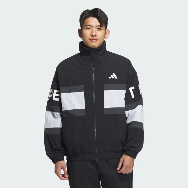 Negro Wording Pack Loose Fit Mesh-Lined Woven Jacket