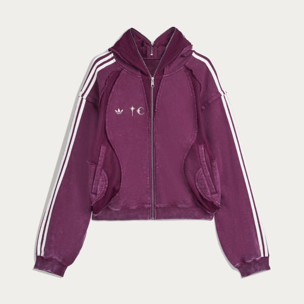 adidas Thug Club Teamgeist Hooded Zip Up - Burgundy | Free