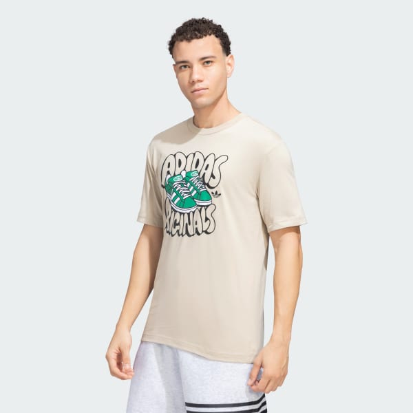 Beige adidas Originals Trefoil Shoe Tee