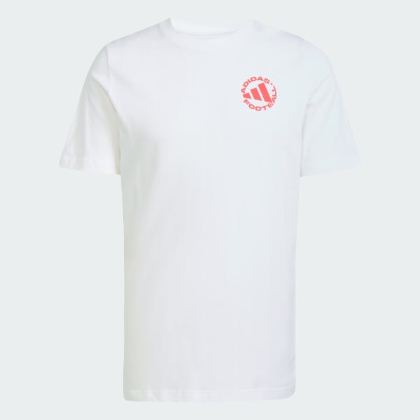 Hvit Football Sticker Graphic T-skjorte